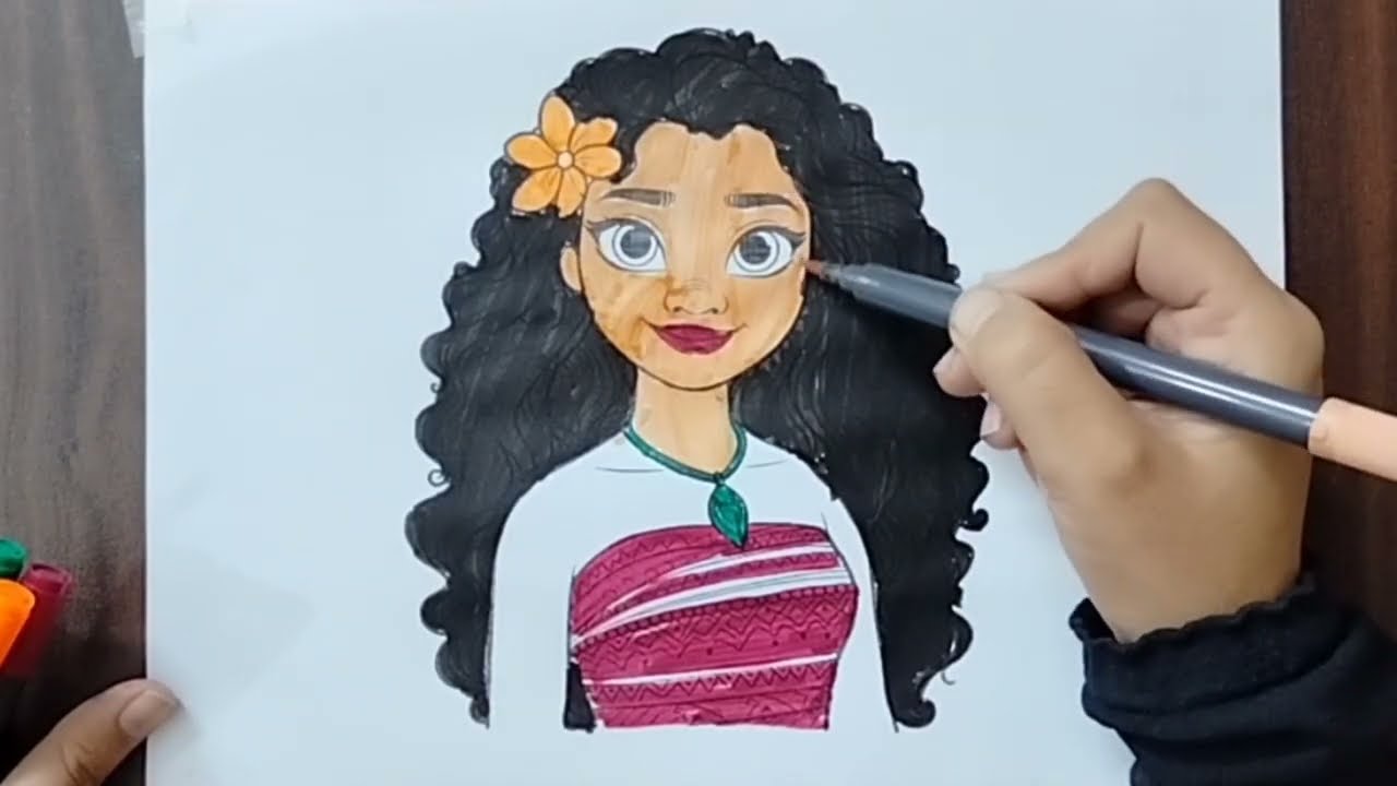 How To Draw Cute Moana Drawing, Painting & Colouring for Toddlers | Kids Art | How To Draw Moana