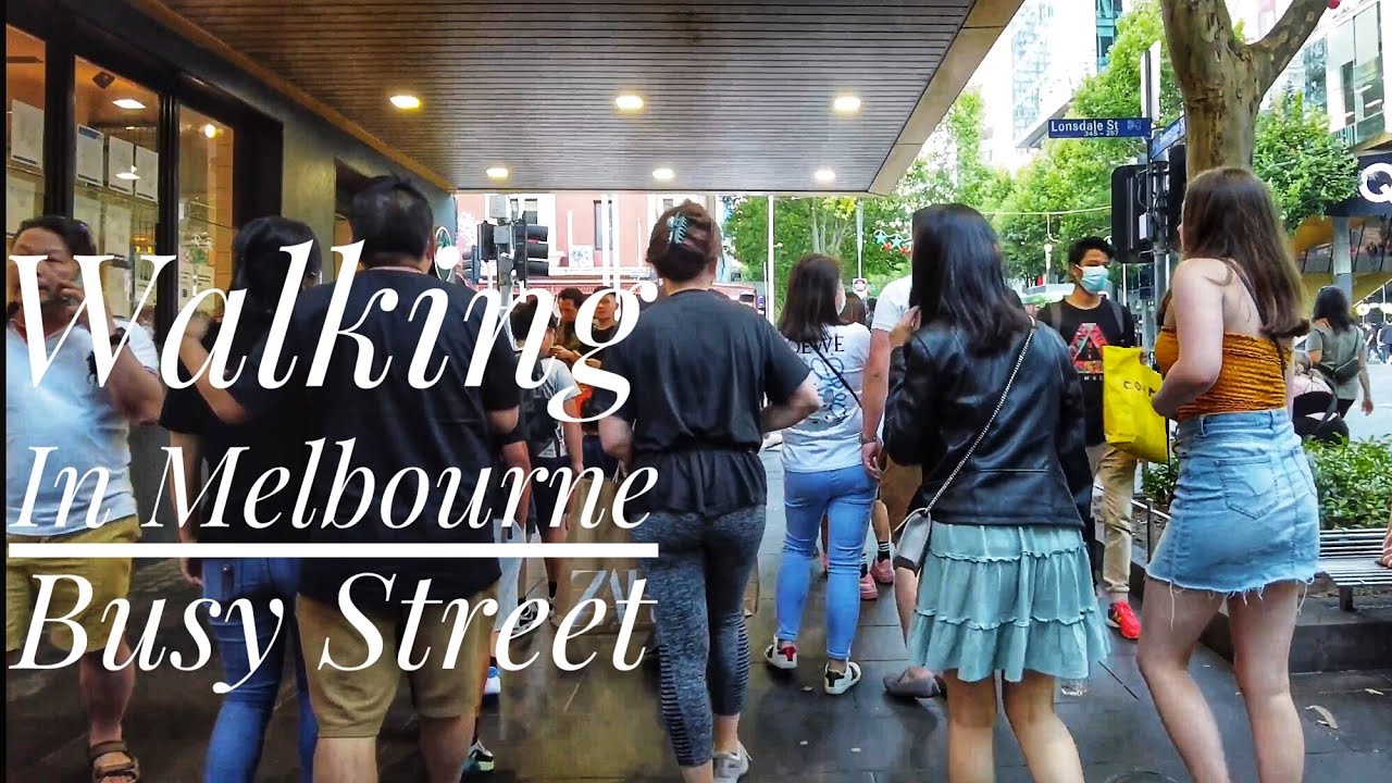 Melbourne&rsquo;s busiest street Swanston street walking tour 2021 Evening 4k