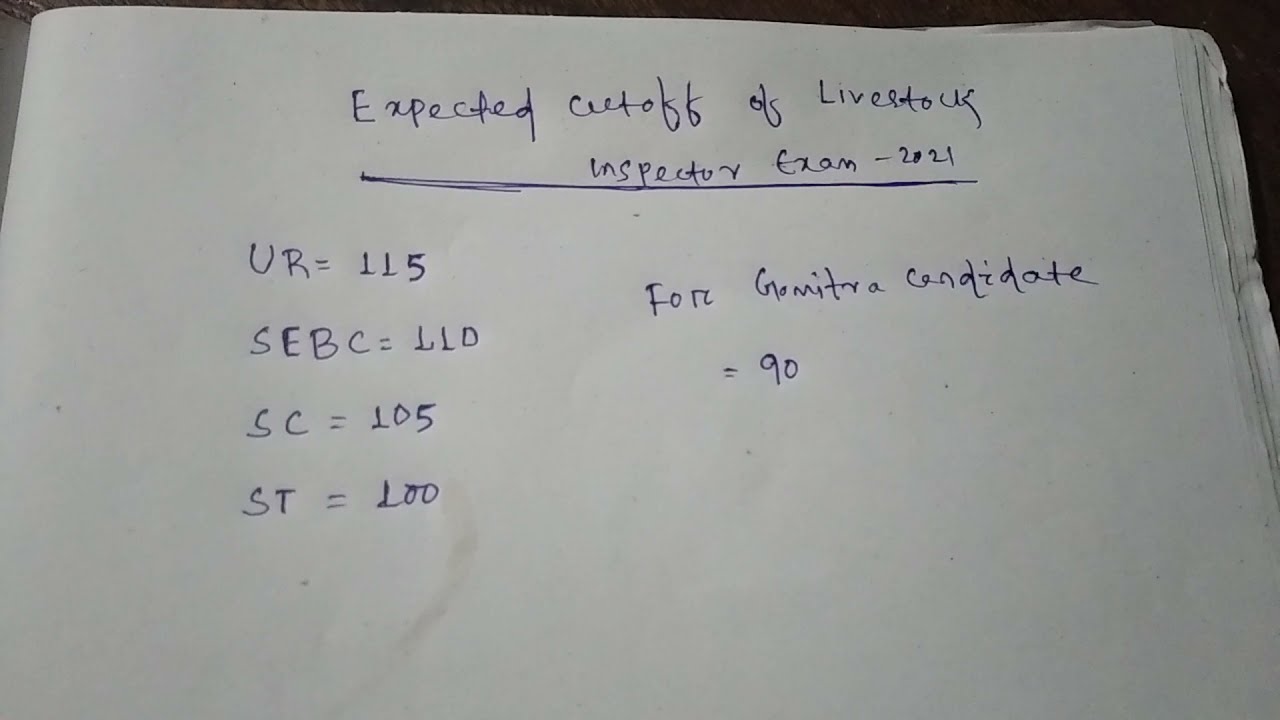 Expected cutoff of livestock inspector 2021 after revised answer key