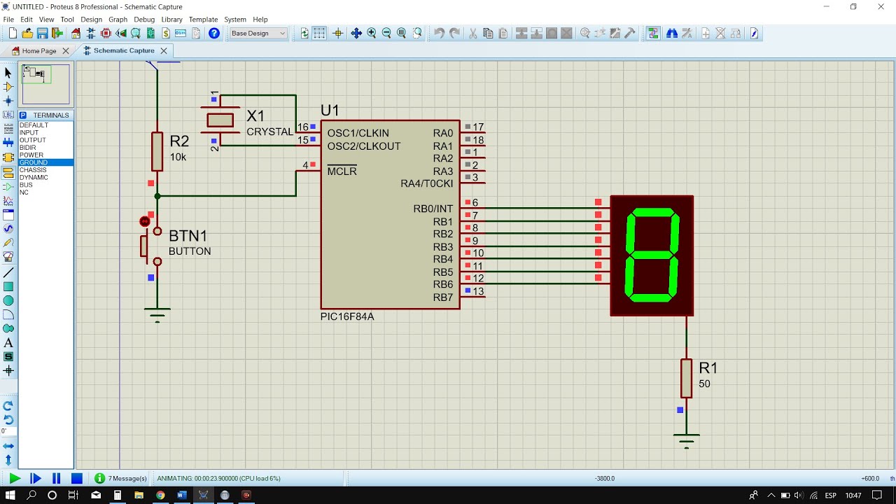 Contador con display 7 segmentos y PIC 16F84A