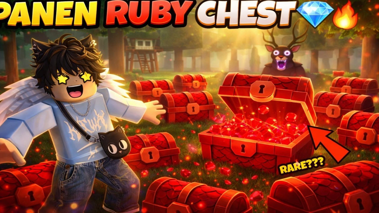 API UNGGUN MERAH BUKA BANYAK RUBY CHEST | Nights in the Forest Roblox