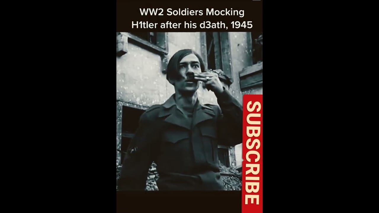 WWII soldiers mocking Hitler after his death, 1945