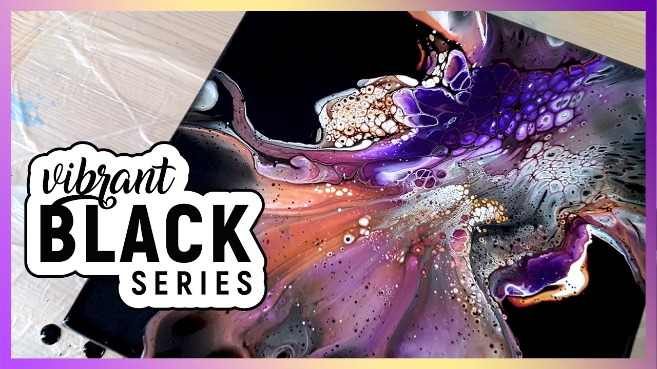 Violet & Metallics WOW!! Acrylic Pouring- Vibrant Black Series #4 - Abstract Acrylic Painting