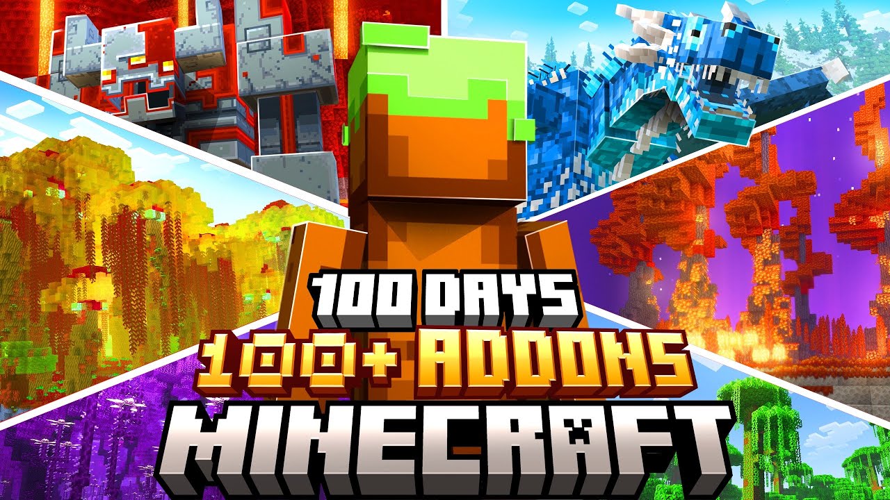Surviving 100 DAYS With 100+ ADDONS In Minecraft Bedrock EP 1