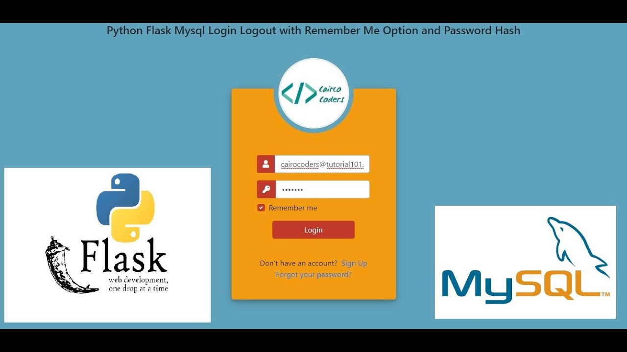 Python Flask Mysql Login Logout with Remember Me Option and Password Hash