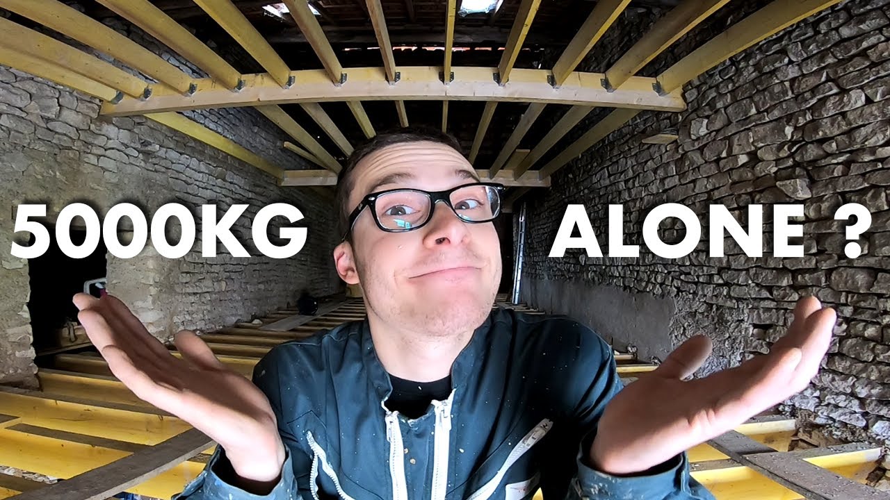 POSE DE POUTRES POUR LES ETAGES - Ep3 - TheFrenchBarn - r&eacute;novation maison diy timelapse EngSub