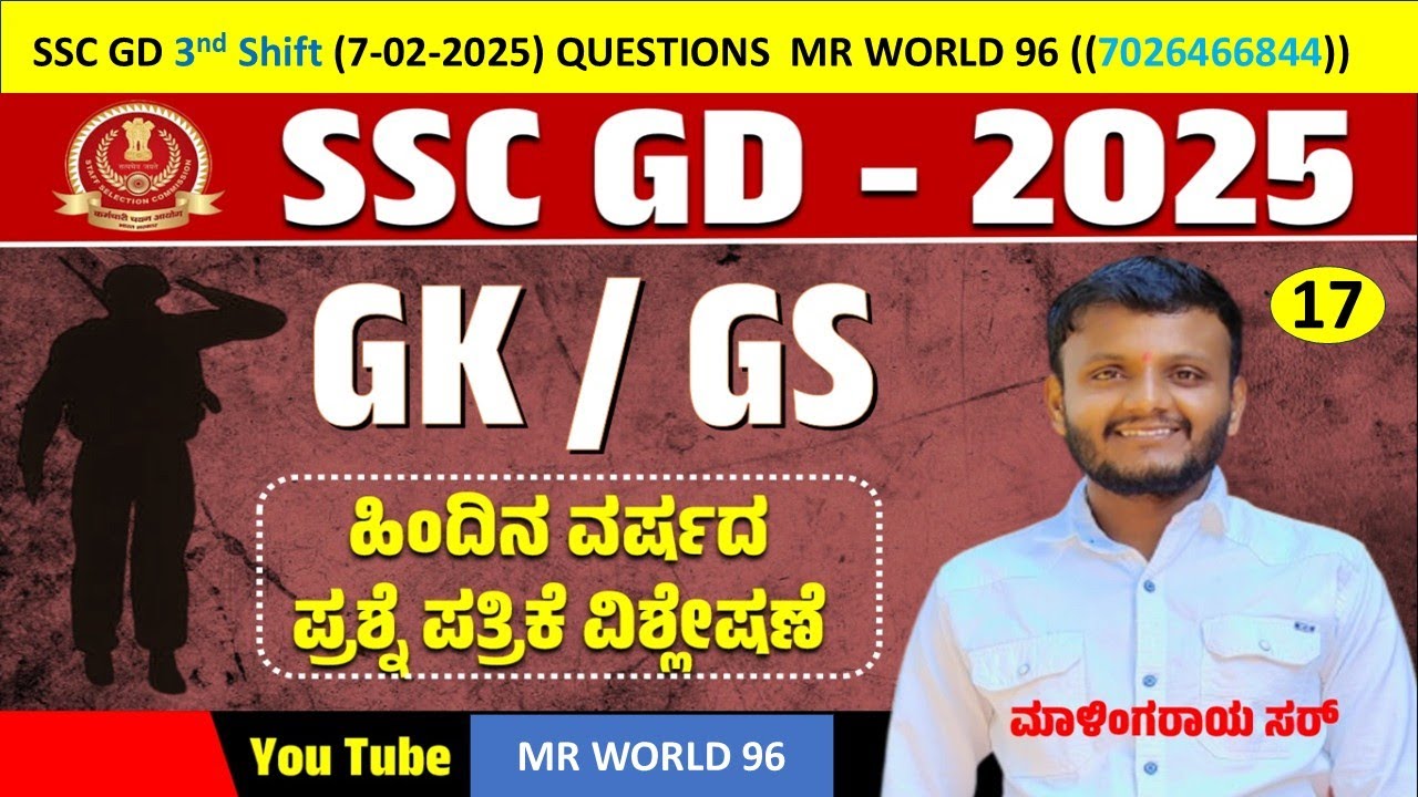 SSC GD 2025 previous year question paper analysis in Kannada by Malingaraya sir ಮಾಳಿಂಗರಾಯ sir