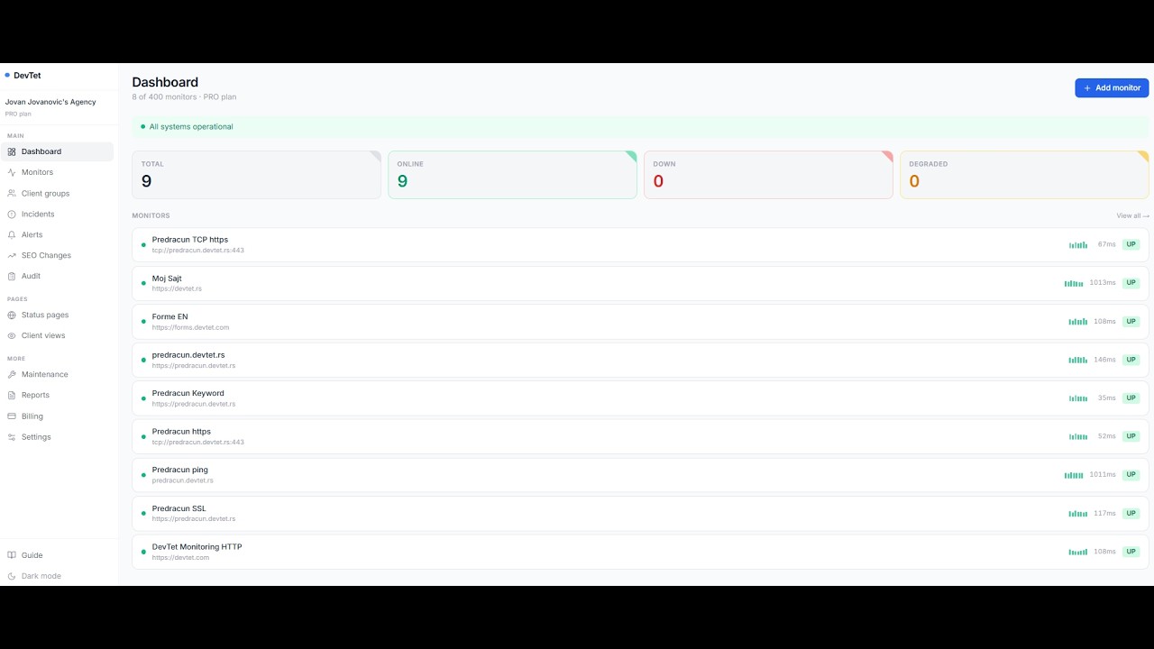 How to Add a Website Monitor in DevTet (Step by Step)