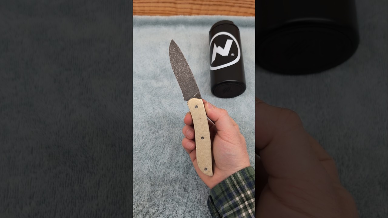 Gyr Front Flipper with Cream Burlap Micarta - RWL-34 by Tim Bernard (Atelier Neve)