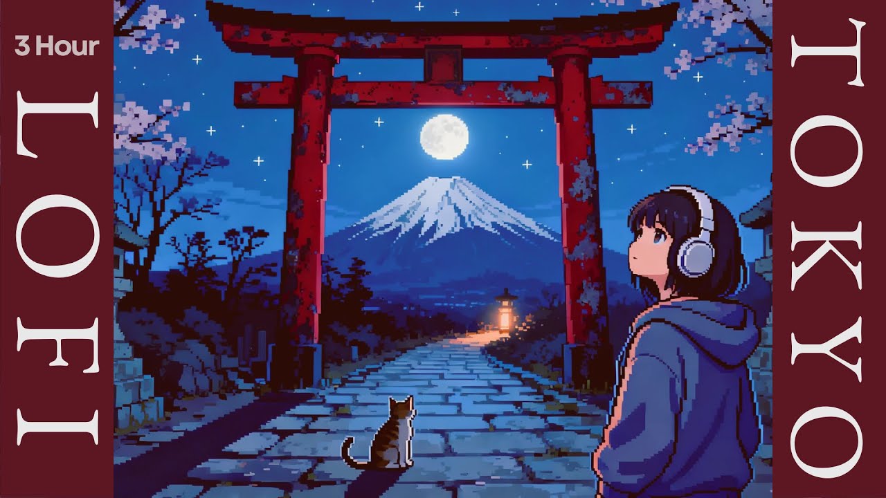 Japanese Lofi ⛩️ Torii Gate & Mt. Fuji at Midnight | Deep Focus & Relax
