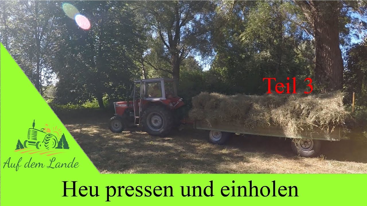 Heuen Grummet 2. Schnitt und Regen mit MF 254s und Welger WSA 350 / Garn in Presse einführen