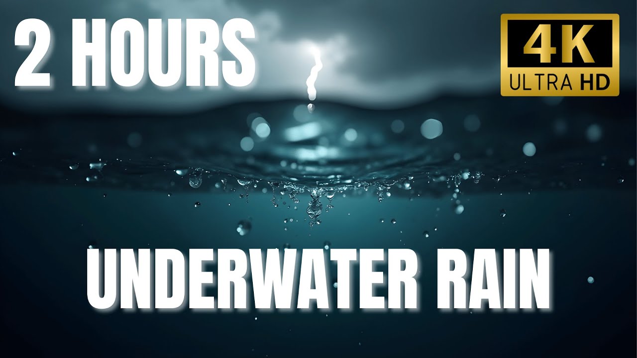 Underwater Rain Sounds 🌧️ 2 Hours Heavy Rain & Thunder for Sleep ♫ Dark Screen Ambience
