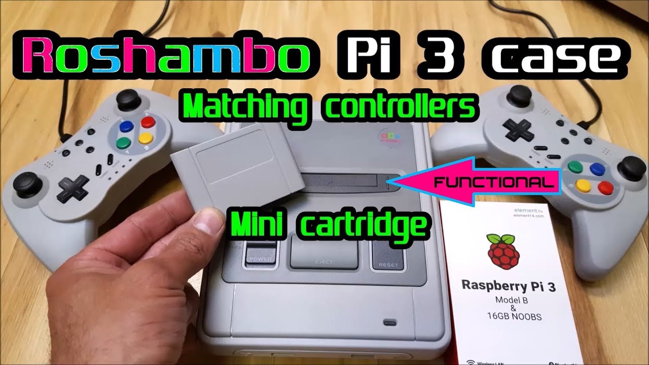 New Roshambo Super Famicom Retro gaming Case for Raspberry Pi 3 & Matching controllers