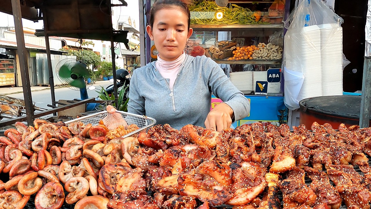 A Must-Try This BBQ! Crispy Pork With Sesame! Cambodian Street Food
