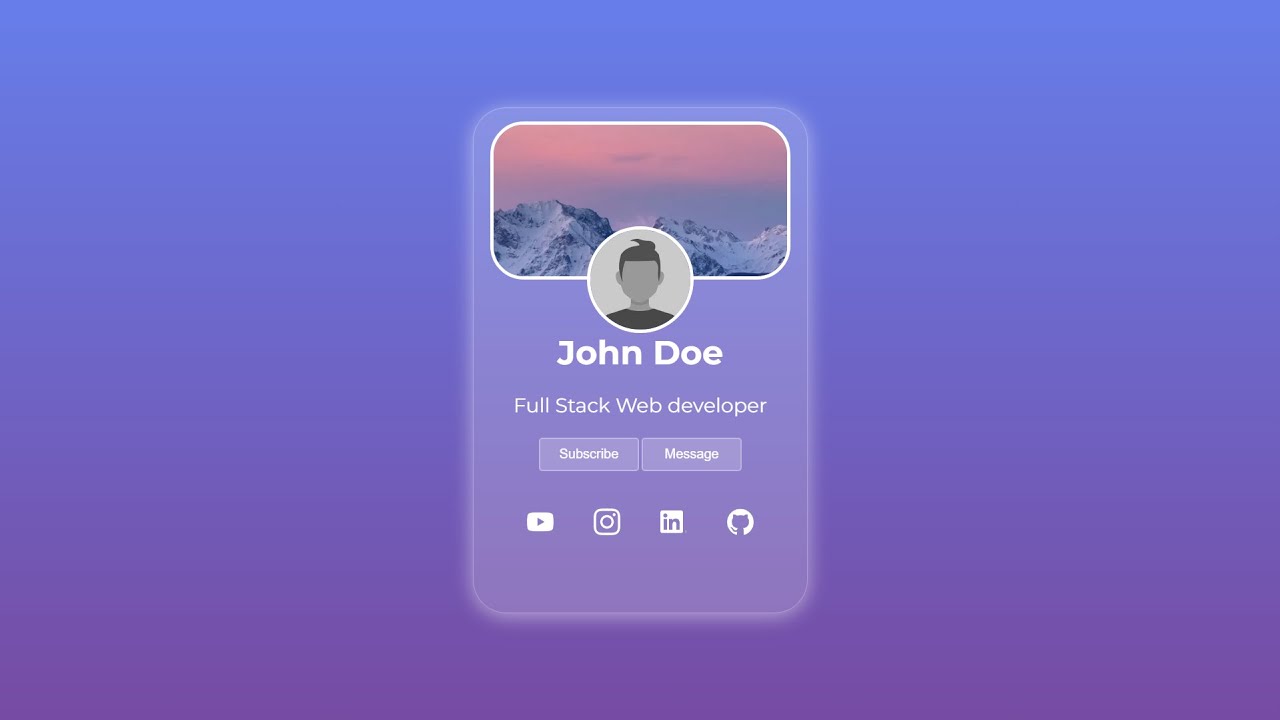 Glass Morphism Profile Card in 12 Minutes 🎨 | ASMR Web Dev for Beginners