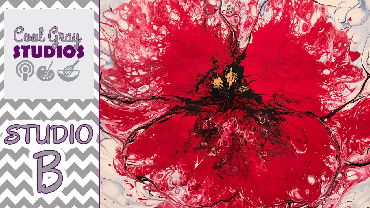 003 Acrylic Pour Fire Flowers Poppy