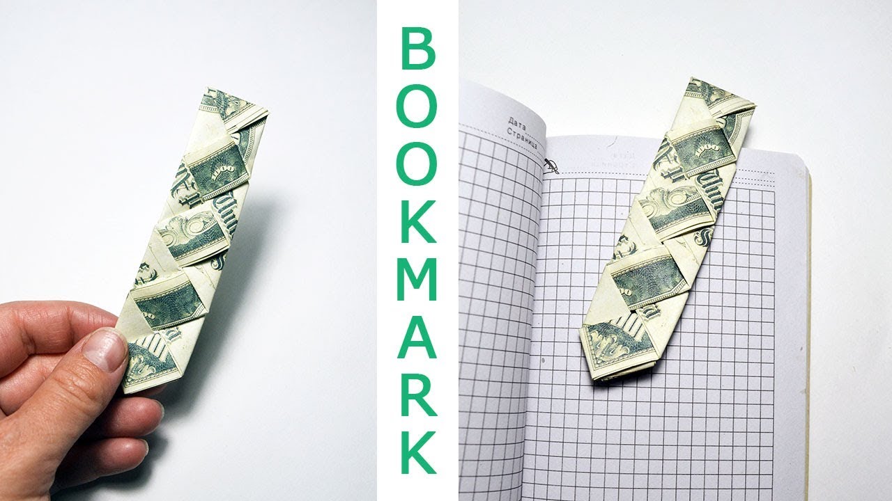 Simple Money BOOKMARK Origami Dollar bills Tutorial DIY Folding