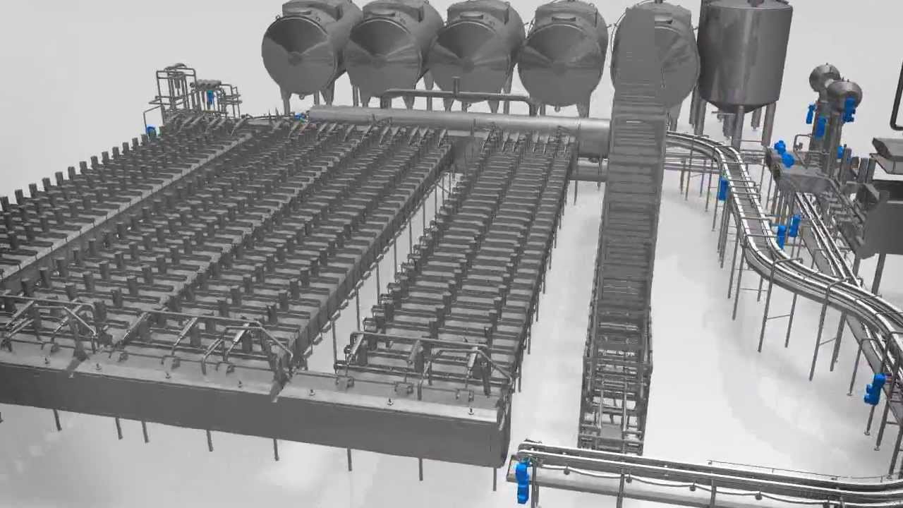 Ripening cheese production line - 3D animation