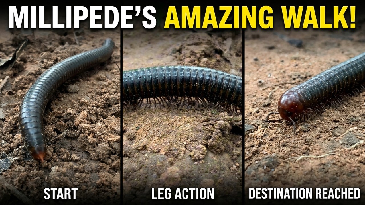 Mesmerizing Close-Up of Millipede Walking Across Soil