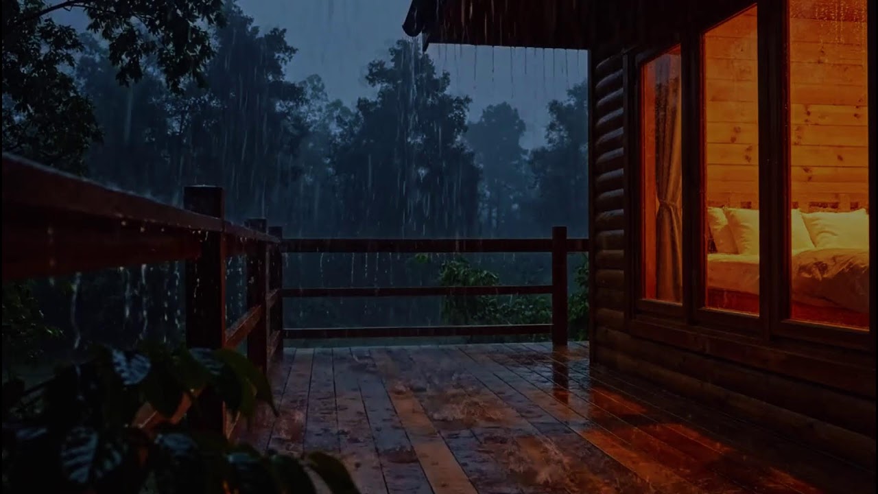 Peaceful Night Rainfall on Tin Roof with Gentle Thunder | Cozy ASMR Sounds for Calm Focus