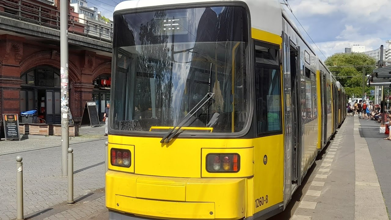Straßenbahn Berlin Mitfahrt von Zingster Straße bis S Hackescher Markt im GT6NO auf der M5