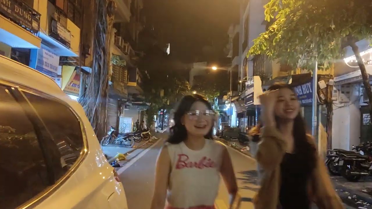 Vietnam, Hanoi, Night tour walking center 4k UHD