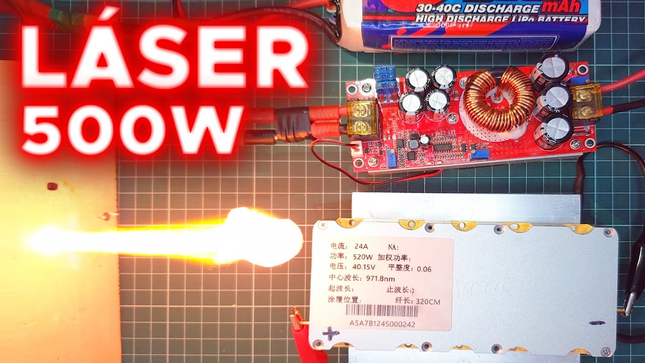 💥 Super LASER de fibra de 500W 💥 invento / experimento casero con l&aacute;ser DIY