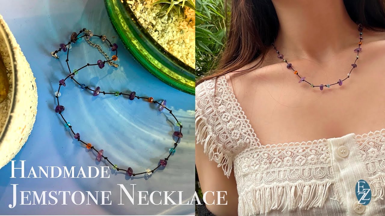 [Necklace DIY] 난이도 하, 천연석 목걸이 만들기🤍 실물이 진짜 대존예 l 비즈 목걸이 만들기 l 핸드메이드 원석 목걸이 만드는 방법 l handmade tutorial