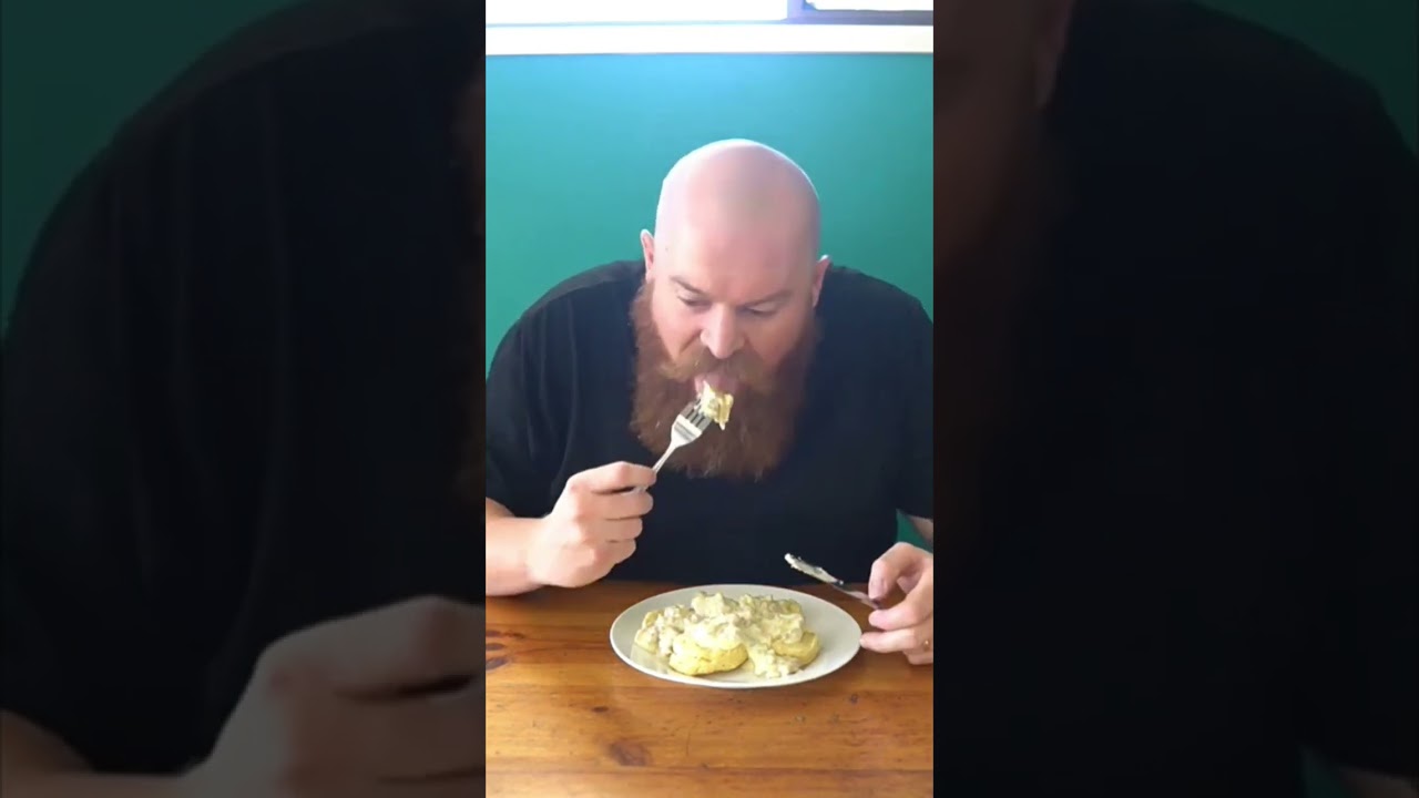 Australian tries biscuits and sausage gravy for the first time #shorts