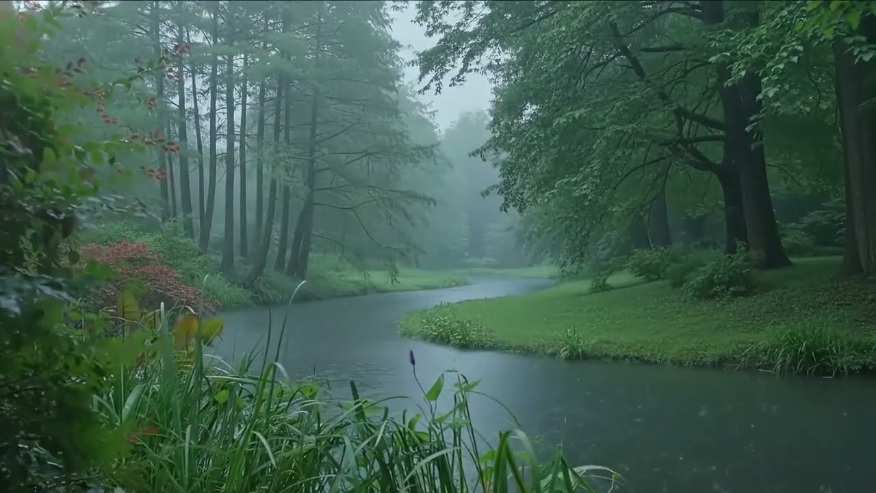 Rain on Forest River 🌧️ Calm Water & Rain Sounds for Sleep, Study & Relaxation