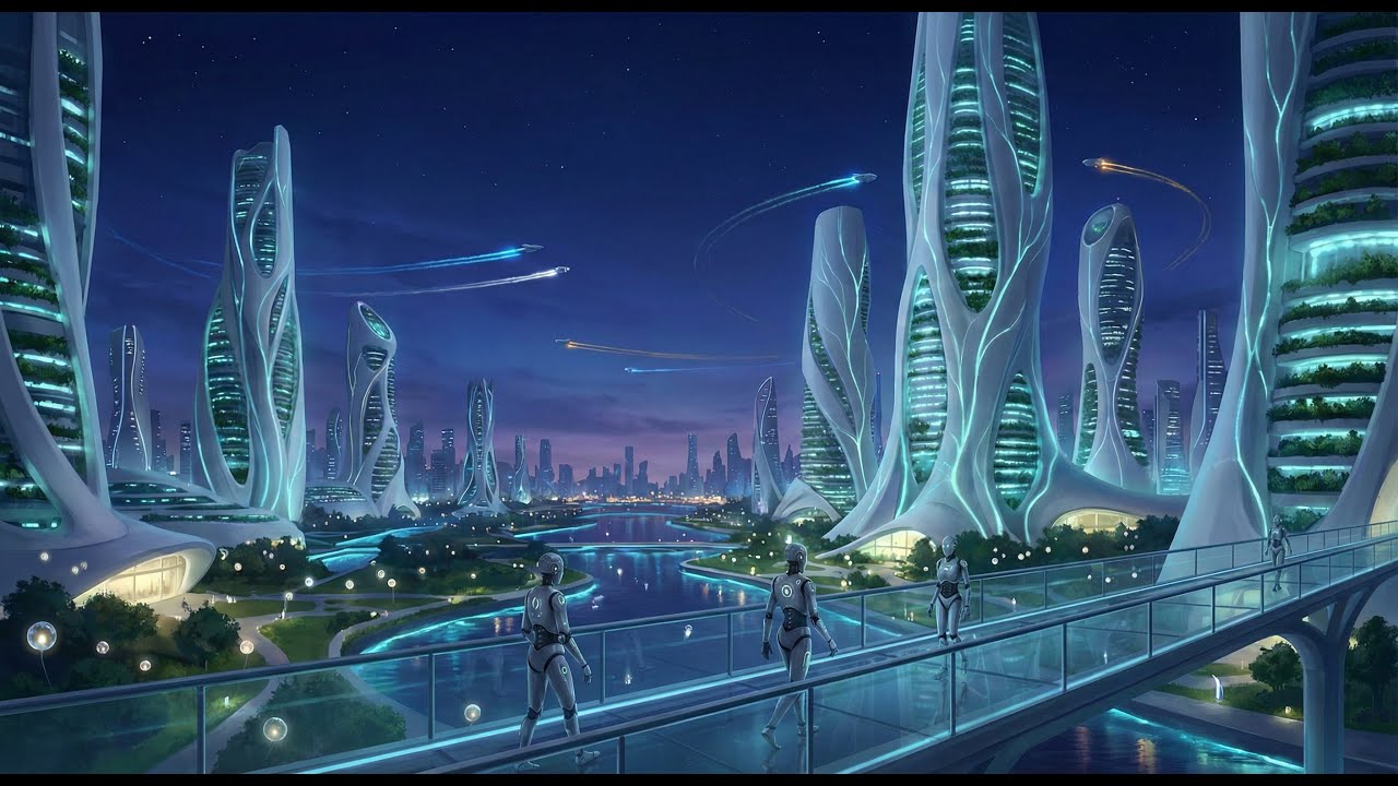 Futuristic Ambient Soundscape Journey - Sci-Fi City to Cosmic Harmony