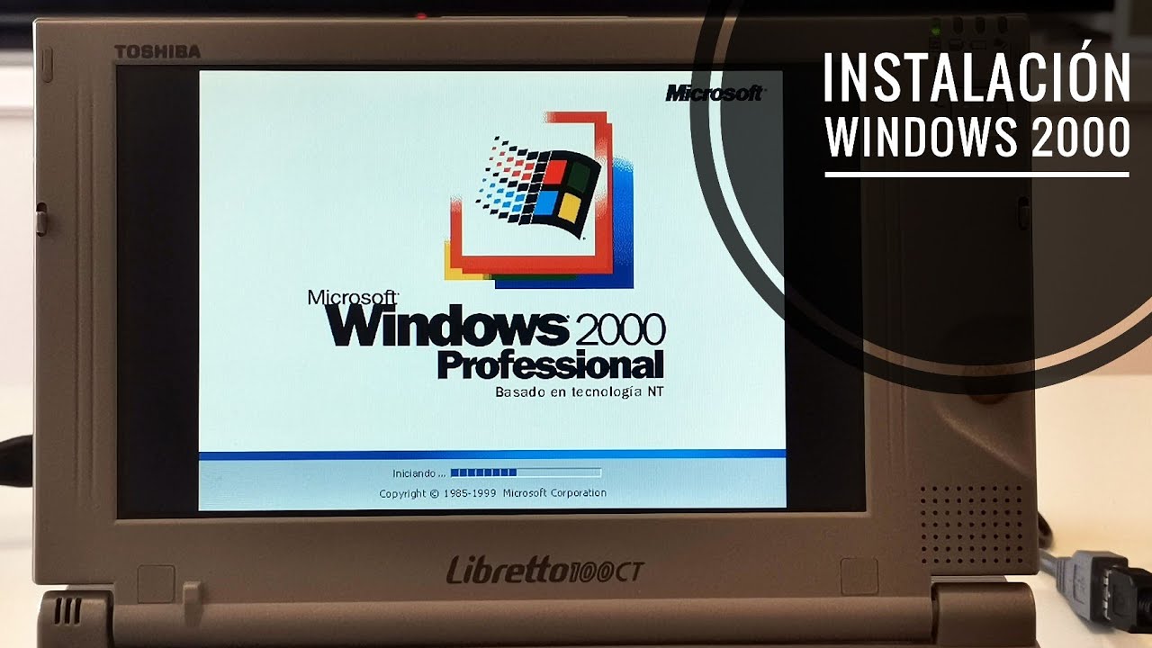 Instalación de Windows 2000 sin CD-ROM en un Toshiba Libretto 100CT en 2022, paso a paso.