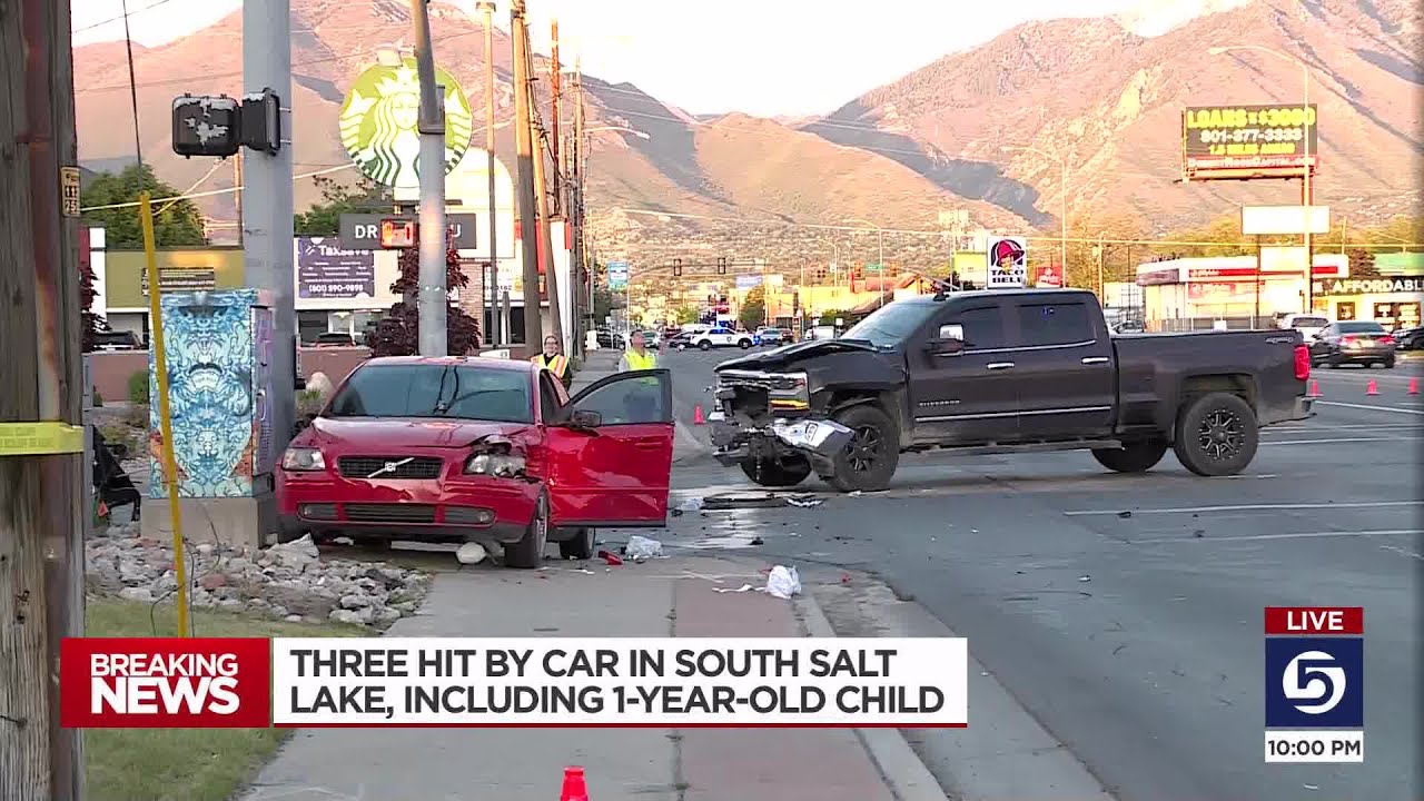 Two adults, one child struck by car after collision in South Salt Lake intersection