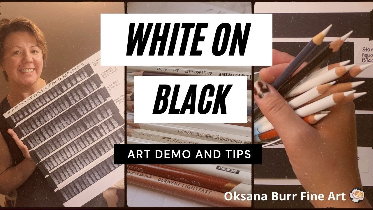 White pencils on Black paper | Swatches | Art Demo and Tips