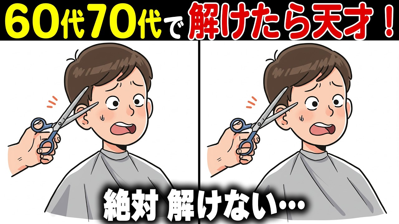 【脳トレ間違い探し】60代70代高齢者向け難しいけど面白い無料クイズで頭の体操！【認知症予防/認知機能改善/老化予防/記憶力/集中力】