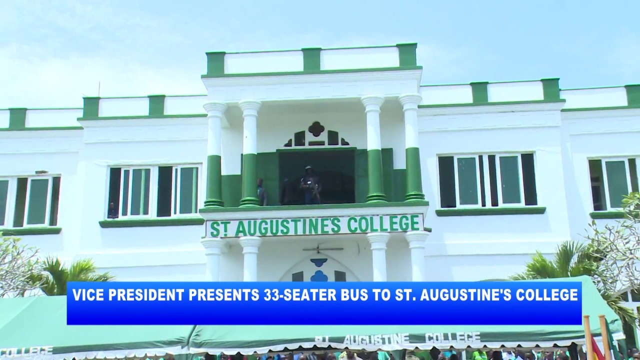 VICE PRESIDENT PRESENTS 33-SEATER BUS TO ST  AUGUSTINE'S COLLEGE_AKM