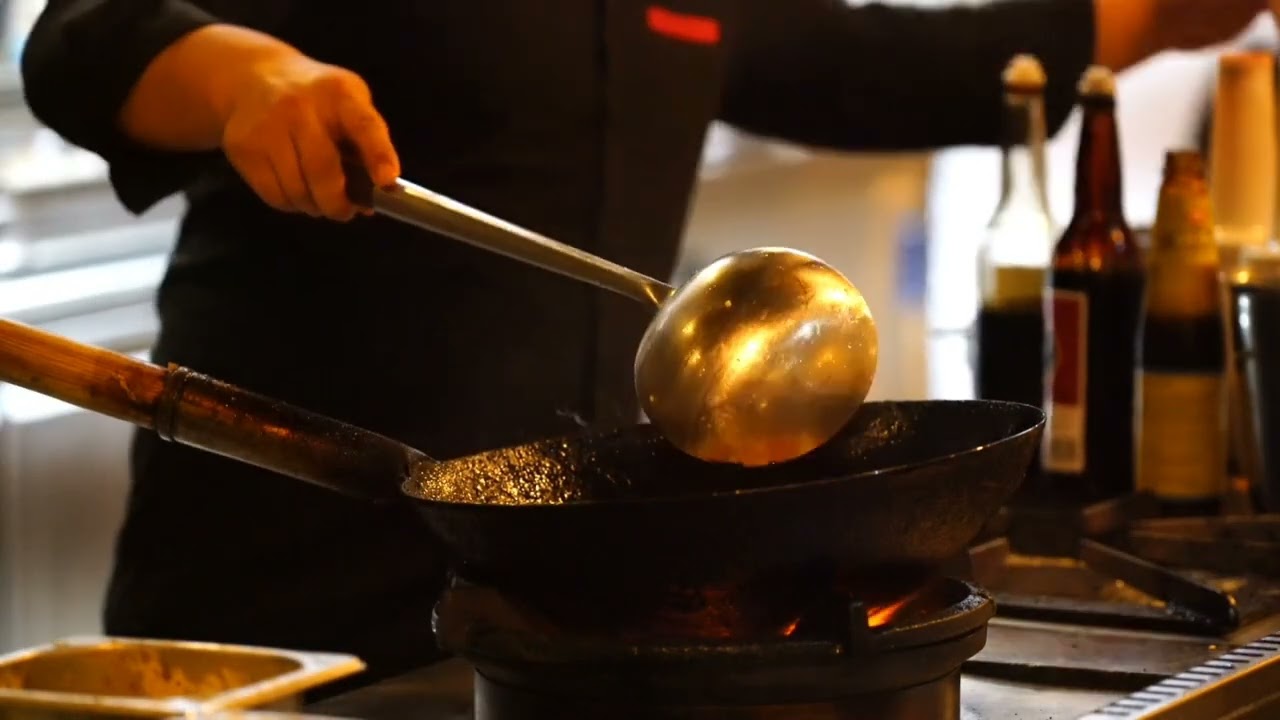 pan on fire cooking video