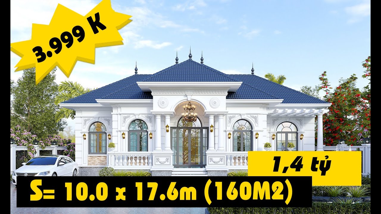 BT1-9167 MẪU BIỆT THỰ 1 TẦNG TÂN CỔ ĐIỂN 4 PHÒNG NGỦ ĐẸP NGẤT NGÂY