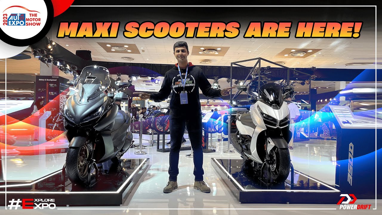 Zontes 350D и 350E 2023 года | Макси-скутеры уже здесь | Auto Expo 2023 | PowerDrift