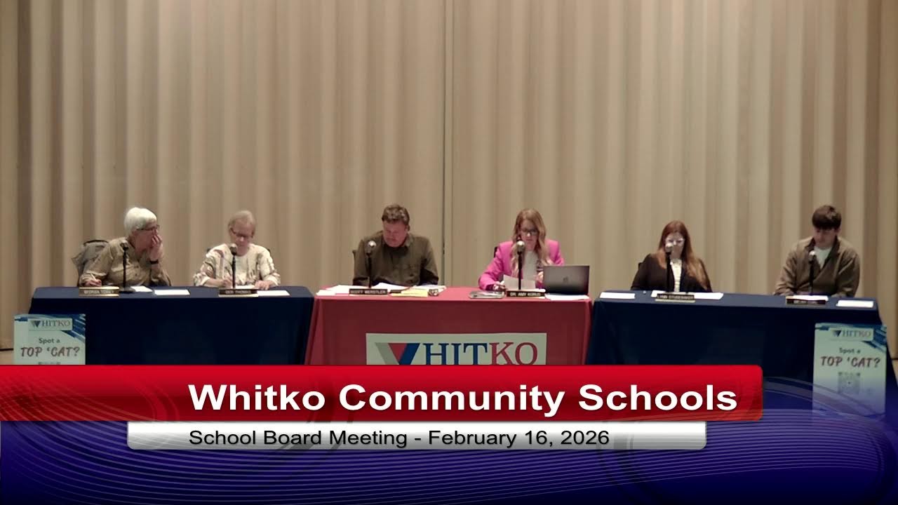 Whitko School Board Meeting, February 16, 2026