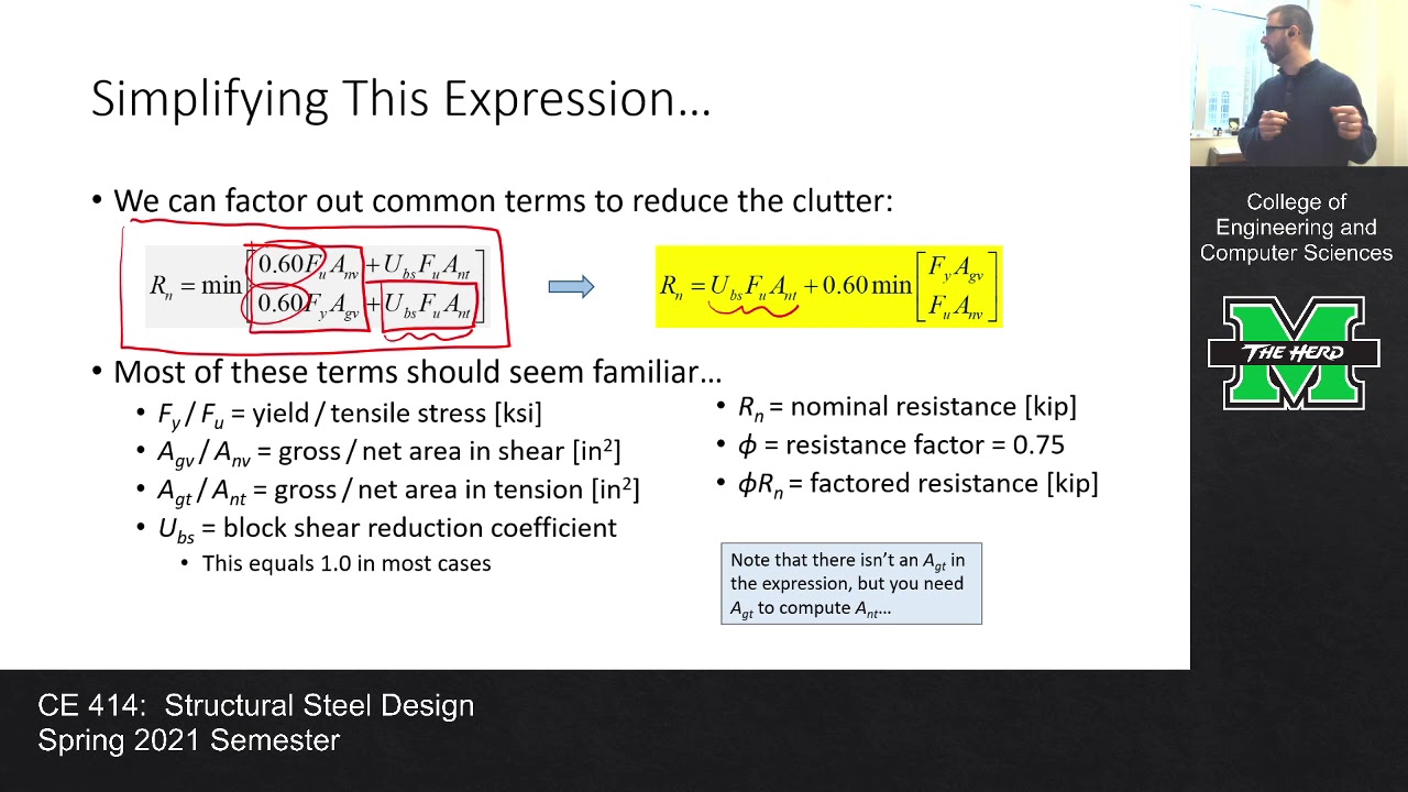 CE 414 Lecture 12: Block Shear Rupture (2021.02.15)