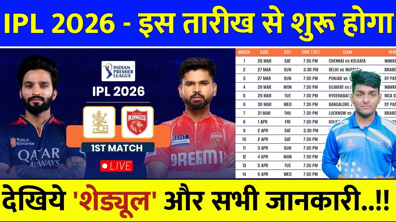 IPL 2026 Start Date & Schedule Announced | IPL 2026 Kab Shuru Hoga | IPL Schedule 2026