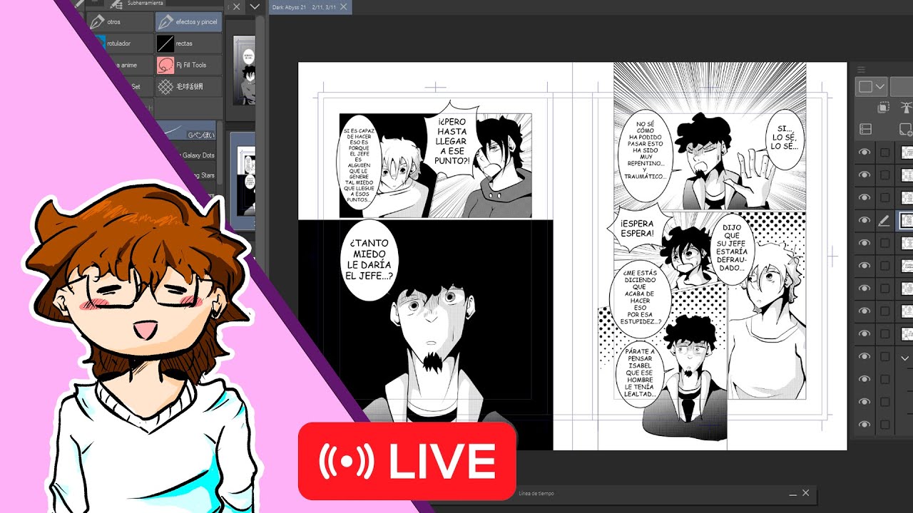 haciendo mi manga y charlando en directo