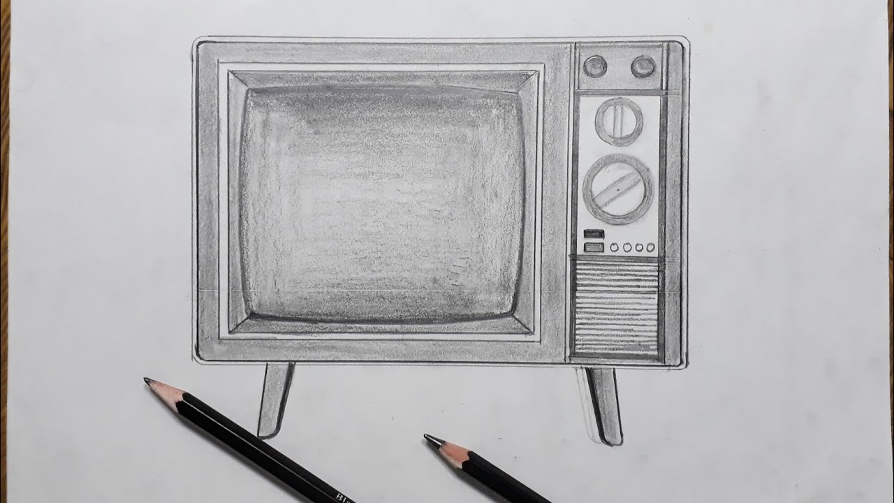 How to draw television step by step for beginners/ Easy  TV drawing