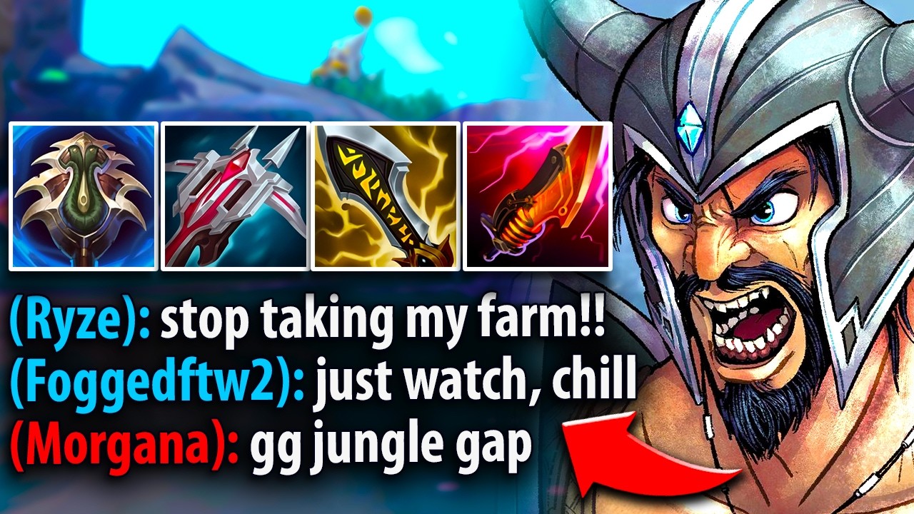 Taking your laner's wave isn't toxic if you win the game ( Tryndamere 1v9 jungle)