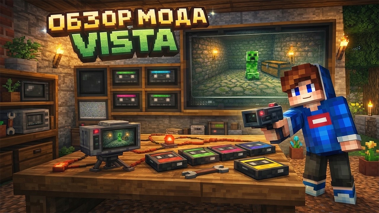 Обзор Мода Vista: РАБОЧИЕ ТЕЛЕВИЗОРЫ и КАМЕРЫ Видеонаблюдения в Minecraft!