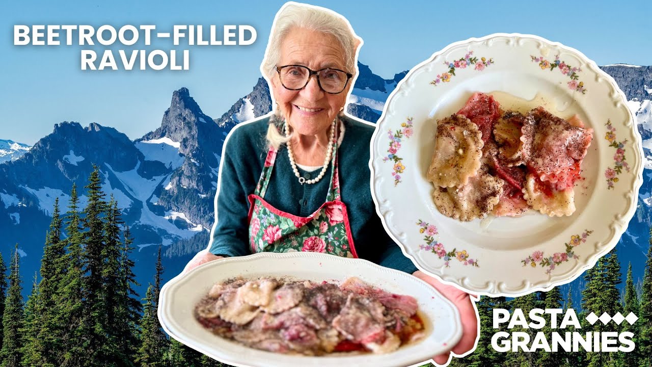 88yr old Chiara's buttery beetroot -filled ravioli from Northern Italy! | Pasta Grannies