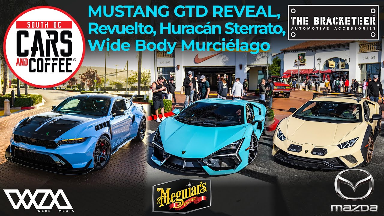 MUSTANG GTD REVEAL, Revuelto, Huracán Sterrato, Wide Body Murciélago - South OC Cars and Coffee.