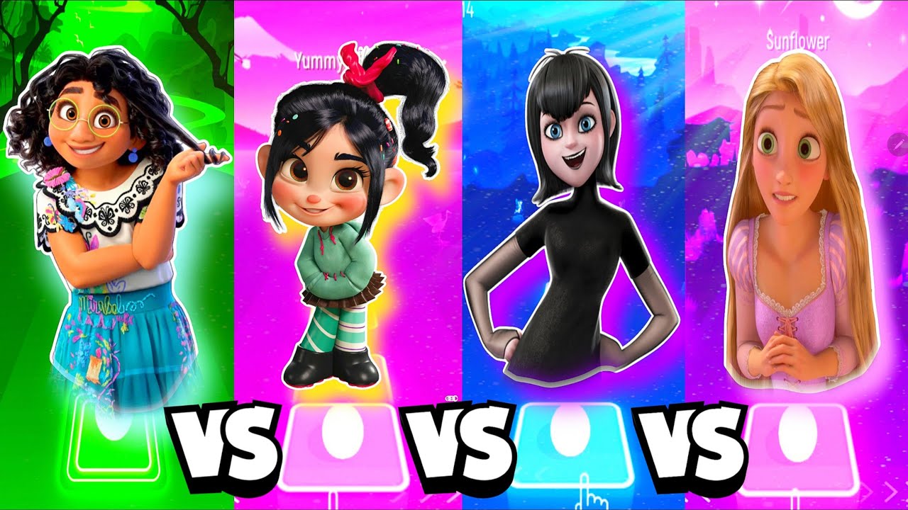 Encanto Mirabel VS Vanellope VS Mavis VS Rapunzel - Disney ⭐ Tiles Hop EDM Rush