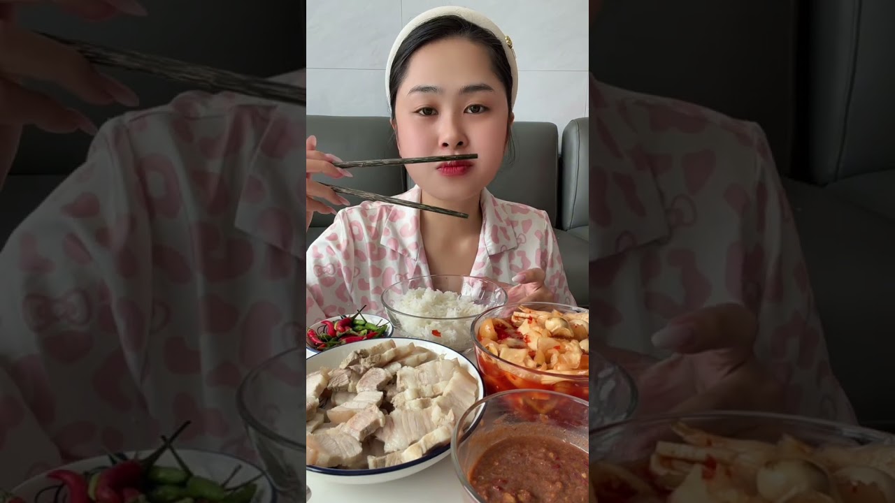 Cơm nhà thịt luộc mắm dưa đu đủ mà hao cơm #dungthichan #mukbang #food 